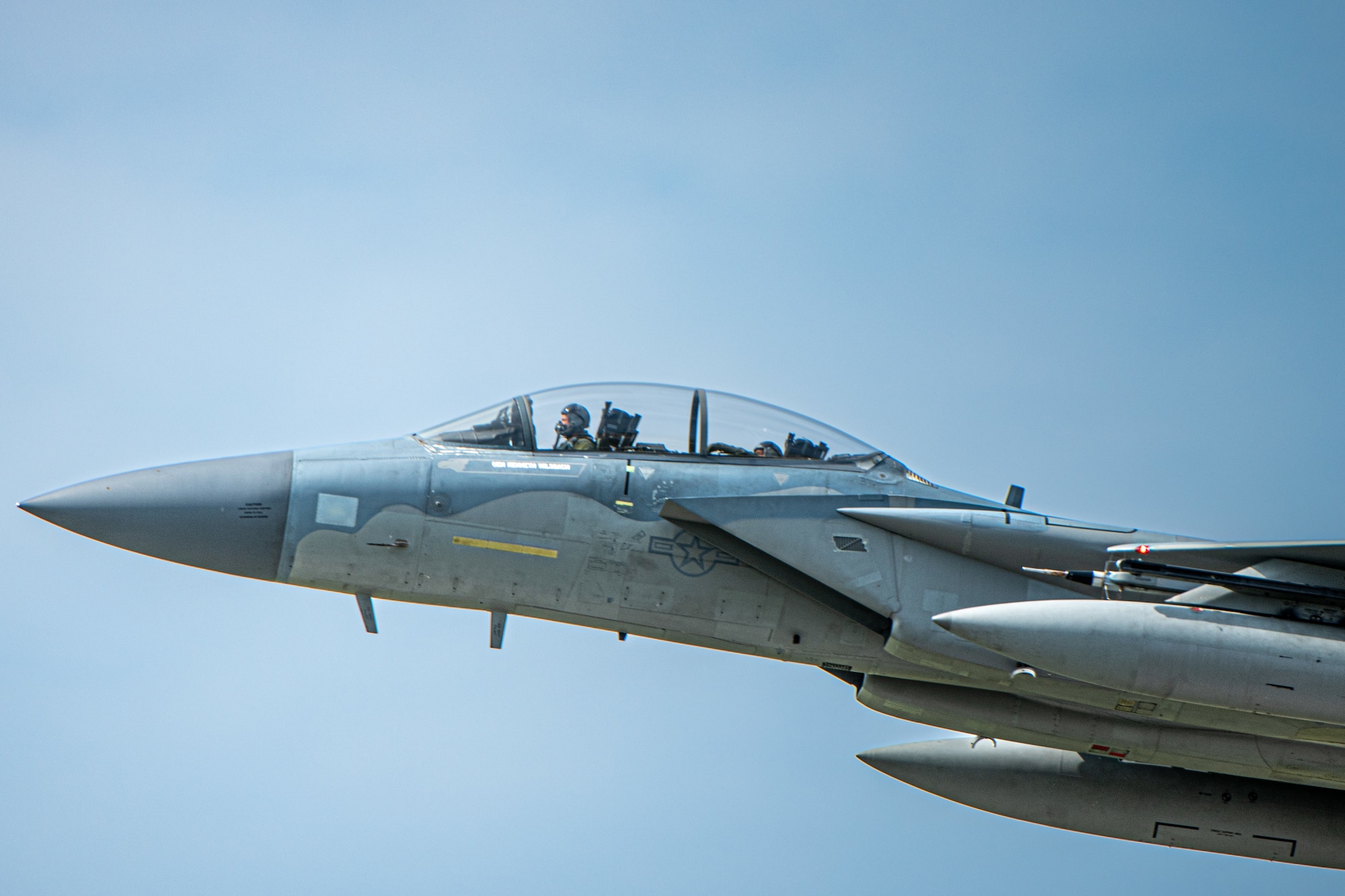 Airmen take off in a jet.