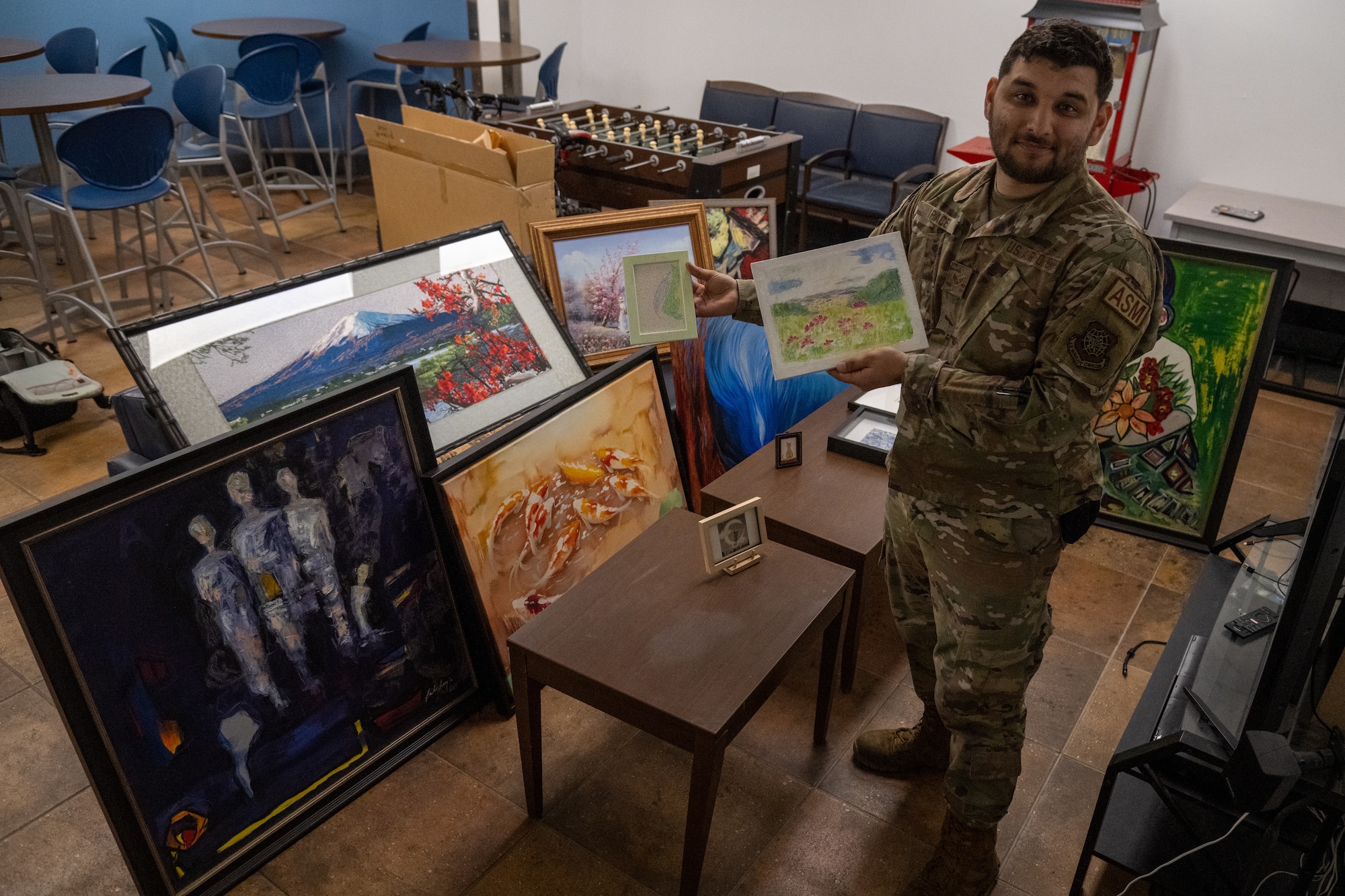 Pace collects art from each location he’s been stationed at including Turkey, Guam, England and Japan. (U.S. Air Force photo by Airman 1st Class Zachary Foster)