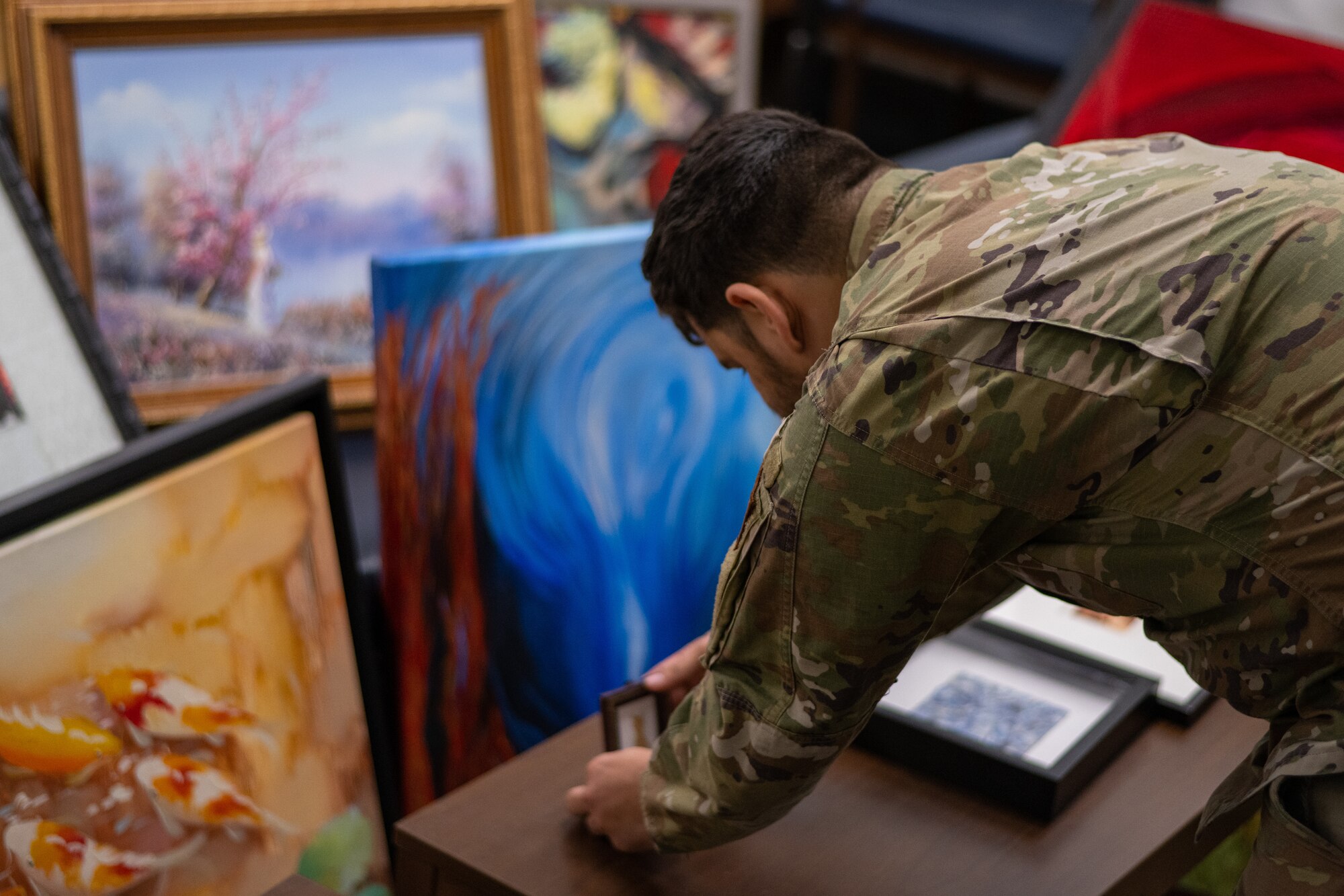 Pace collects art from each location he’s been stationed at including Turkey, Guam, England and Japan. (U.S. Air Force photo by Airman 1st Class Zachary Foster)