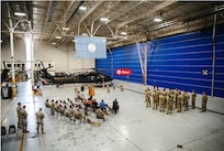 First Lt. Valerie Harter takes command of the Virginia National Guard’s Medevac detachment, the Chesterfield-based Detachment 2, Charlie Company, 1st Battalion, 169th Aviation Regiment, March 11, 2023, in a ceremony held at the Virginia National Guard’s Army Aviation Support Facility in Sandston, Virginia. (Courtesy photo)