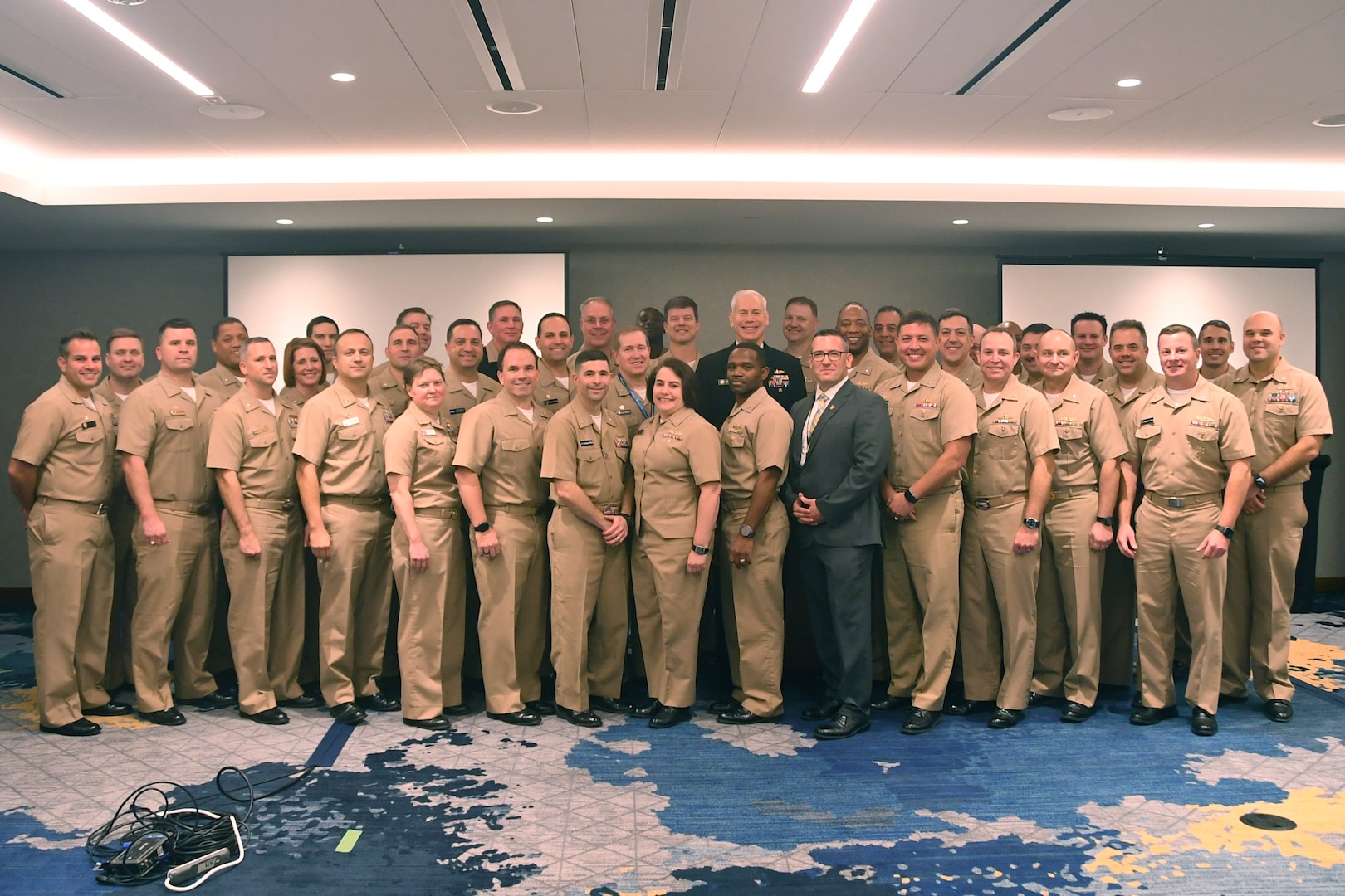 Surface Warfare Officer Acquisition Professionals honor Deak Parsons Award winners during a meeting at the Surface Navy Association’s 35th National Symposium at the Hyatt Regency Hotel in Crystal City, Virginia on Jan. 10, 2023.