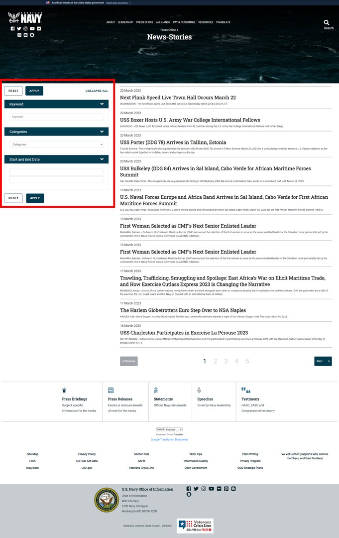 Supporting image showing how to set up the Advanced Search option in the Navy skin