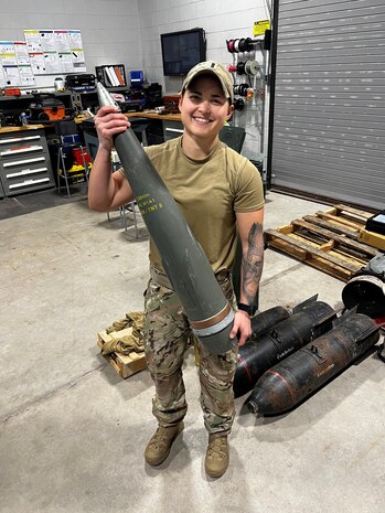 The 775th Civil Engineer Squadron has welcomed 1st Lt. Alexis Miguel to its explosive ordnance disposal team. Miguel spent a year in technical school learning how to render safe anything and everything explosive, from a grenade to a half-ton bomb, in every category from biological to chemical to nuclear.