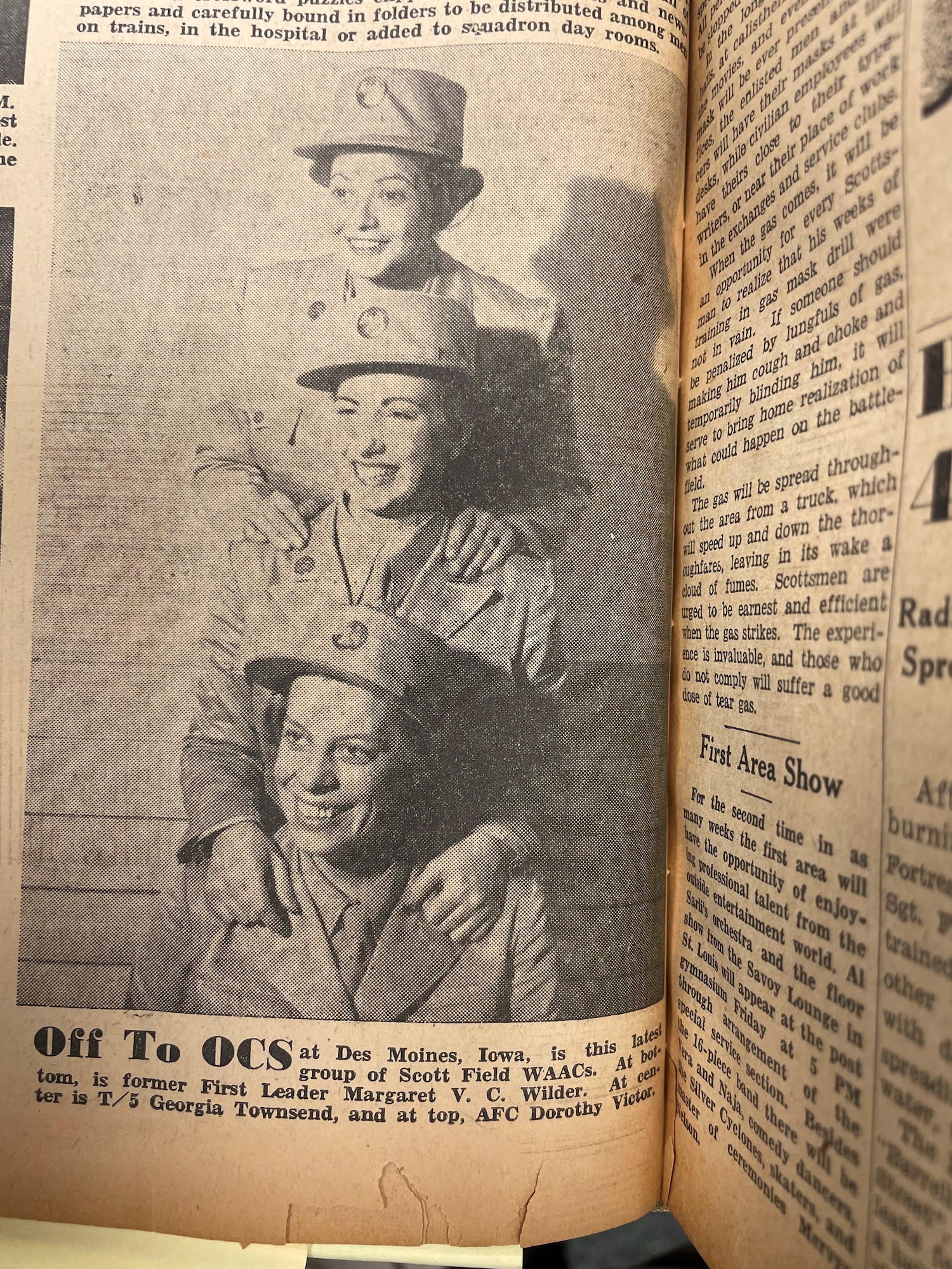 Three Scott Field enlisted women in the Women Army Corps are selected for Officer Candidate School in 1943. (DoD photo by 1943 Scott AFB History)