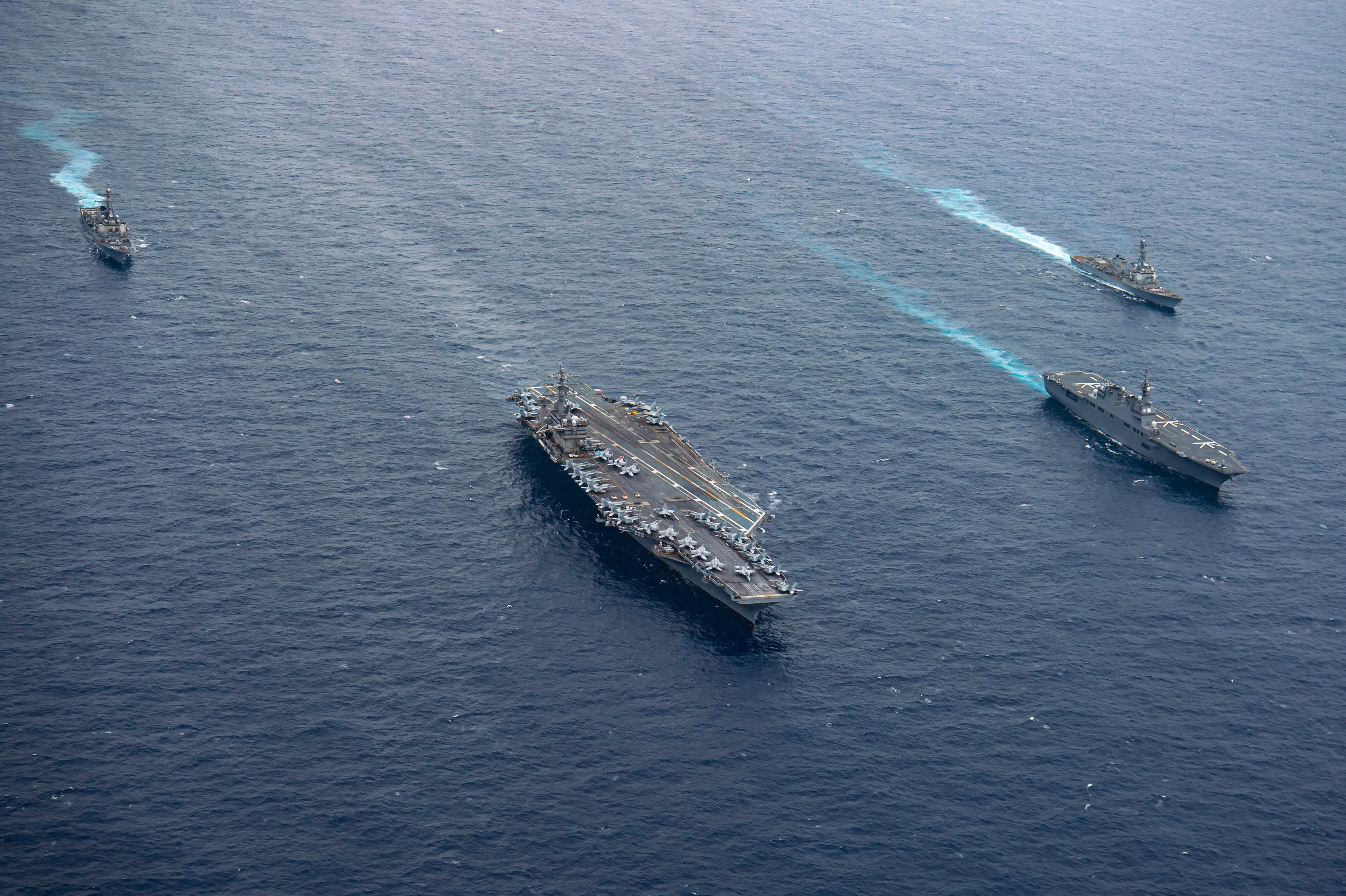 The Nimitz Carrier Strike Group is underway with the JMSDF in the Philippine Sea.