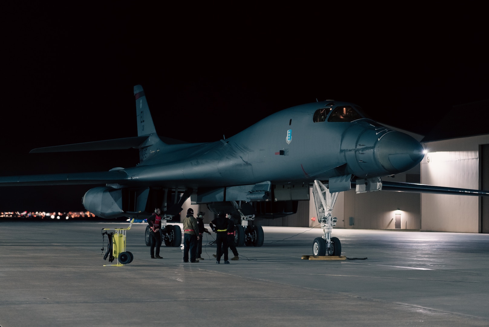 A B-1B Lancer returns from Red Flag 23-2 at Ellsworth Air Force Base, South Dakota on March 24, 2023.