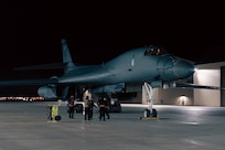 A B-1B Lancer returns from Red Flag 23-2 at Ellsworth Air Force Base, South Dakota on March 24, 2023.