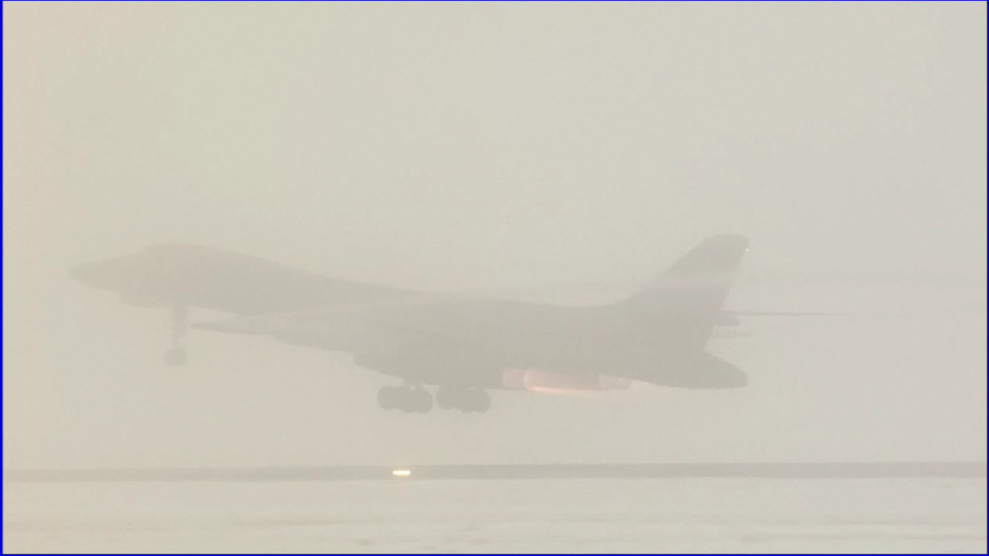 A U.S.  Air Force B-1B Lancer, assigned to the 28th Bomb Wing, takes flight from Ellsworth Air Force Base, South Dakota, in support of Operation Odyssey Dawn, March 27, 2011.