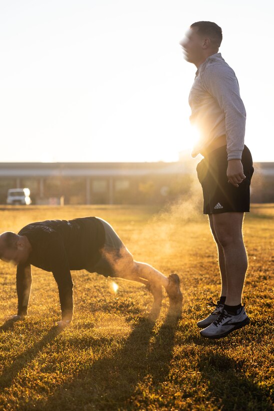 Marine Forces Special Operations Command hosts an Honor Workout recognizing all fallen Marine Raiders who passed away during the month of October at Camp Lejeune, North Carolina, Oct. 6, 2022. Command personnel participated in a moment of silence to pay tribute to those who lost their lives before competing in a team competition centered on physical and cognitive exercises. (U.S. Marine Corps photo by Sgt. Brennan Priest)