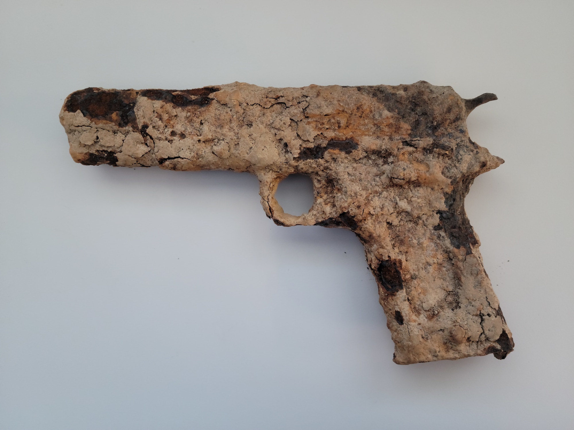 A 1911 pistol found at Arnold Air Force Base, Tenn., in 2019 is shown in this photo taken March 16, 2023. (U.S. Air Force photo by Shawn Chapman)