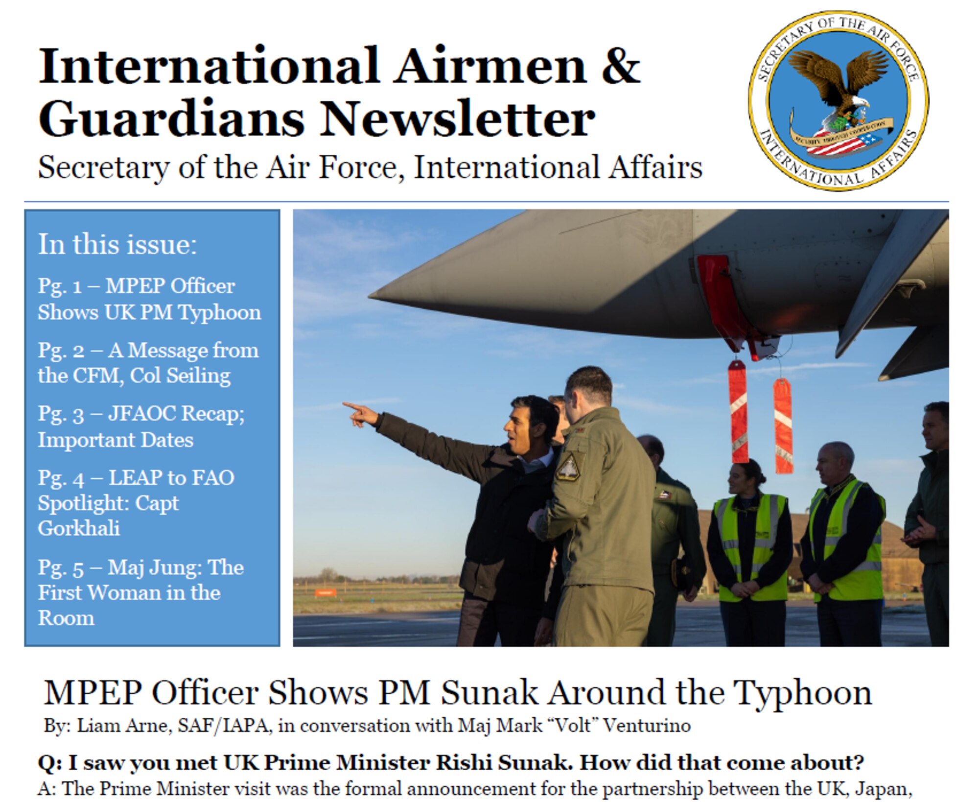 Screen shot of International Airmen and Guardian Newsletter