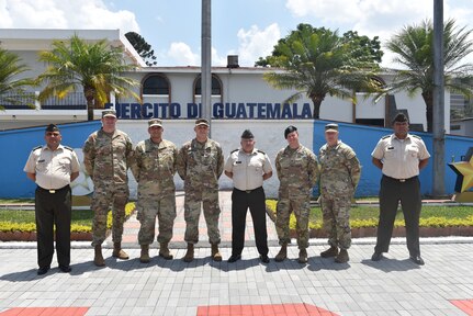 U.S. Army COL Phillip Brown, Joint Task Force commander, speaks with COL Alvarado Ruiz, director of Artillery, from D5 about ongoing efforts to build up their Civil Affairs teams and efforts Mar 28, 2023. Joint Task Force Bravo Commander visits with regional partners and Civil Affairs teams in Guatemala from 22 - 29 March 2023 to reaffirm the task forces commitment to our regional partners and discuss how to strengthen respective partnerships.