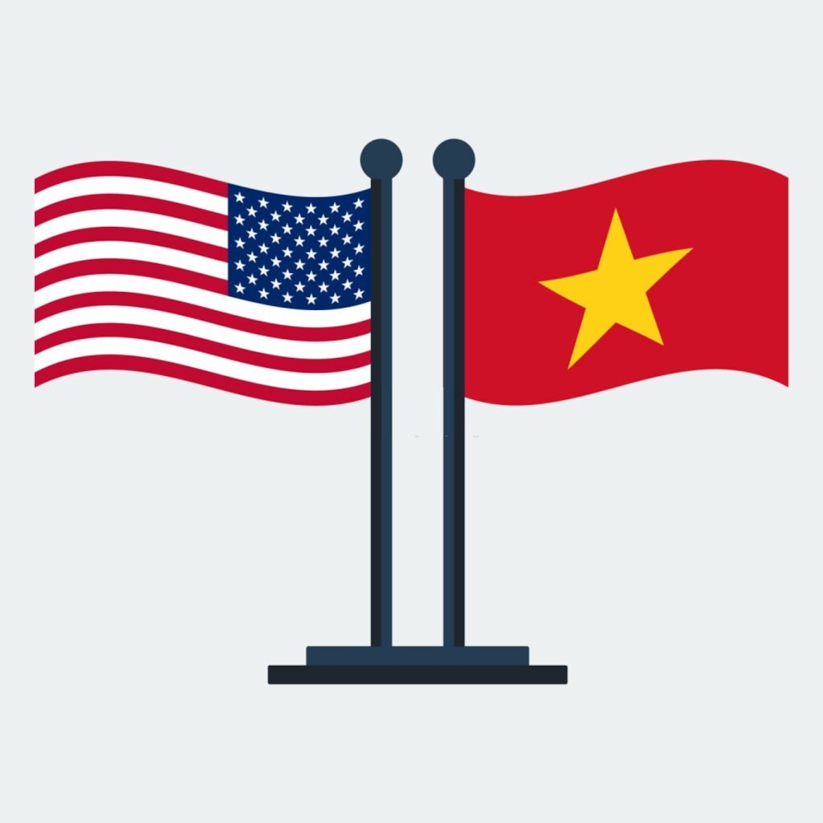 Flag Of United States And Vietnam.Flag Stand On White Background. Vector Design