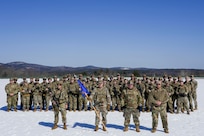 Defenders assigned to the 157th Security Forces Squadron gathers for a group photo during a four-day combat readiness exercise March 20, 2023, at the NHNG Regional Training Site in Center Strafford, N.H.