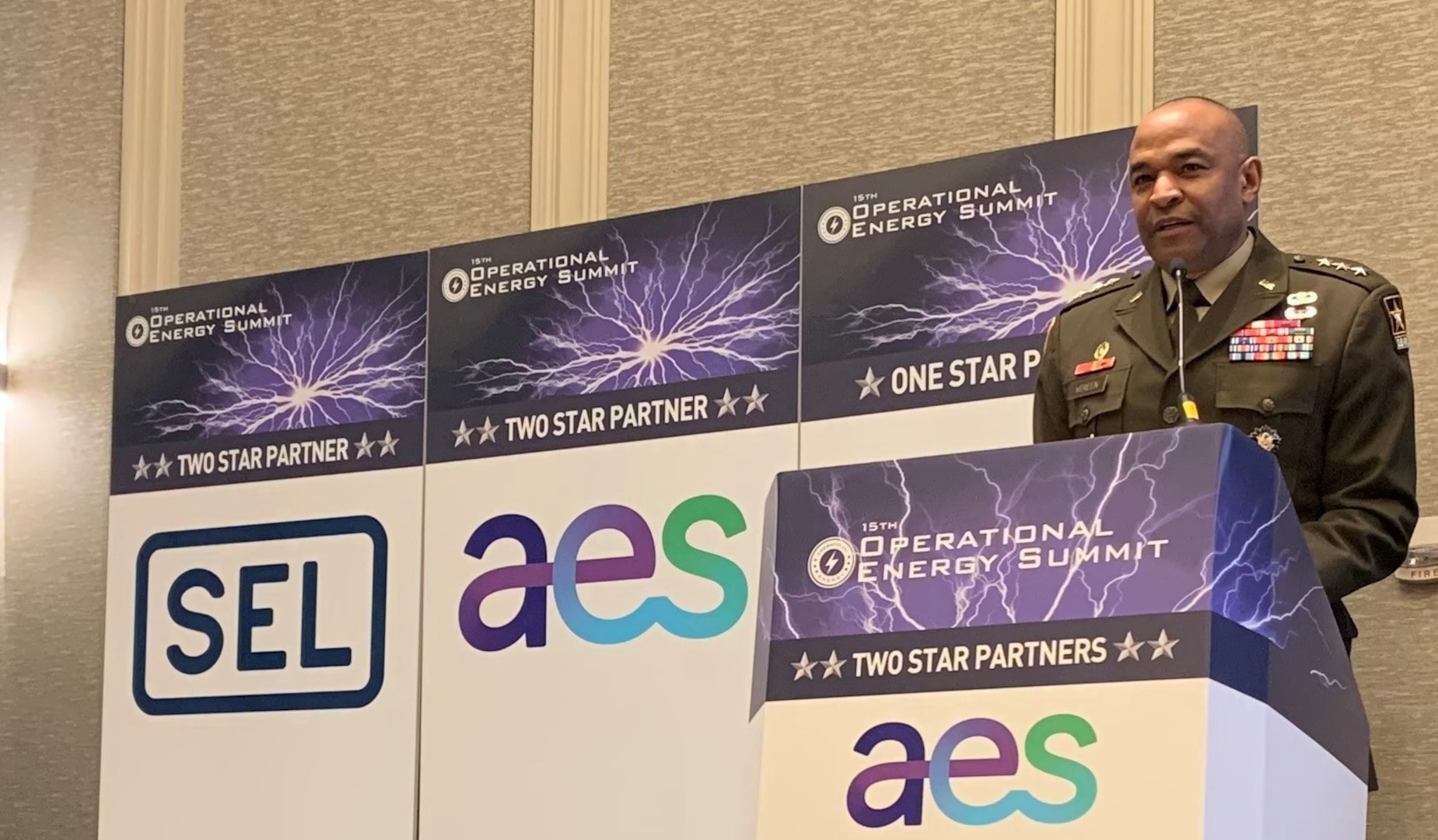 DCS, G-9 Lt. Gen. Kevin Vereen addresses the Operational Energy Summit March 20, 2023, in Reston, Virginia
