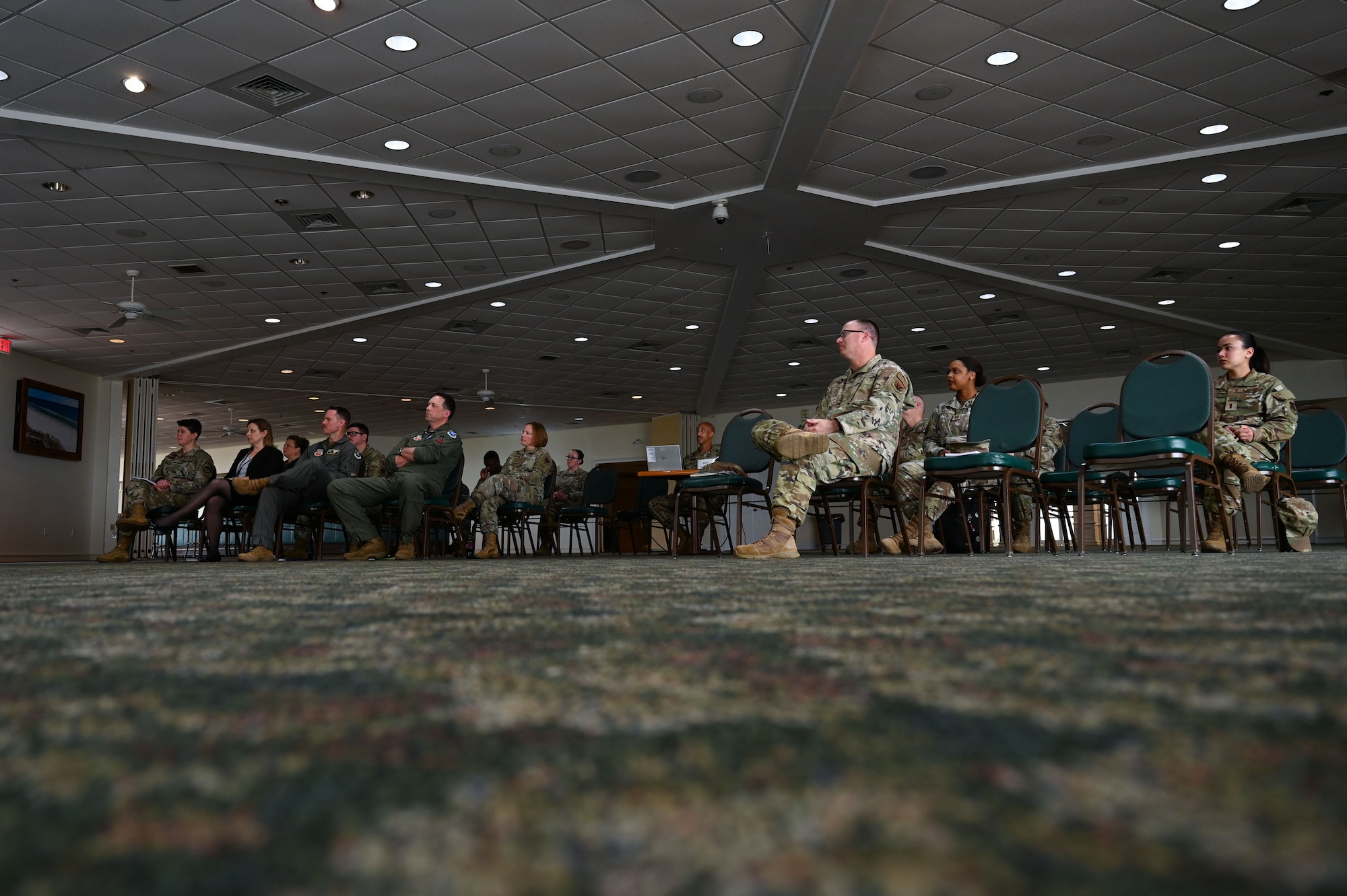 Airmen from the 350th Spectrum Warfare Wing attend the first 350th SWW Women’s History Month Symposium at Eglin Air Force Base, Fla., March 27, 2023. The symposium included topics such as history of women in the Armed Forces, barriers to service, promotion and work life balance. (U.S. Air Force photo by Staff Sgt. Ericka A. Woolever)
