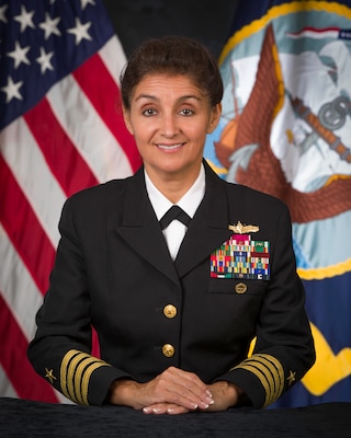 This is the official portrait, uncovered, Deputy Director, Field Support Activity, Capt. Mery-Angela S. Katson, U.S. Navy, photographed at Joint Base Anacostia-Bolling.