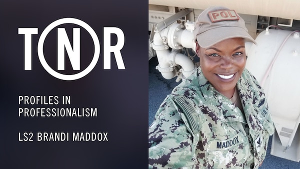 Navy Reserve Profiles In Professionalism on Logistics Specialist 2nd Class Brandi Maddox. “My first tour to Djibouti is the main reason I fell in love with logistics back in 2014,” Maddox said. “I’ve been working in the field on the civilian side ever since. If it wasn’t for that first tour, I would’ve never found my lifetime career.” (U.S. Navy photo by MCC Stephen Hickok)