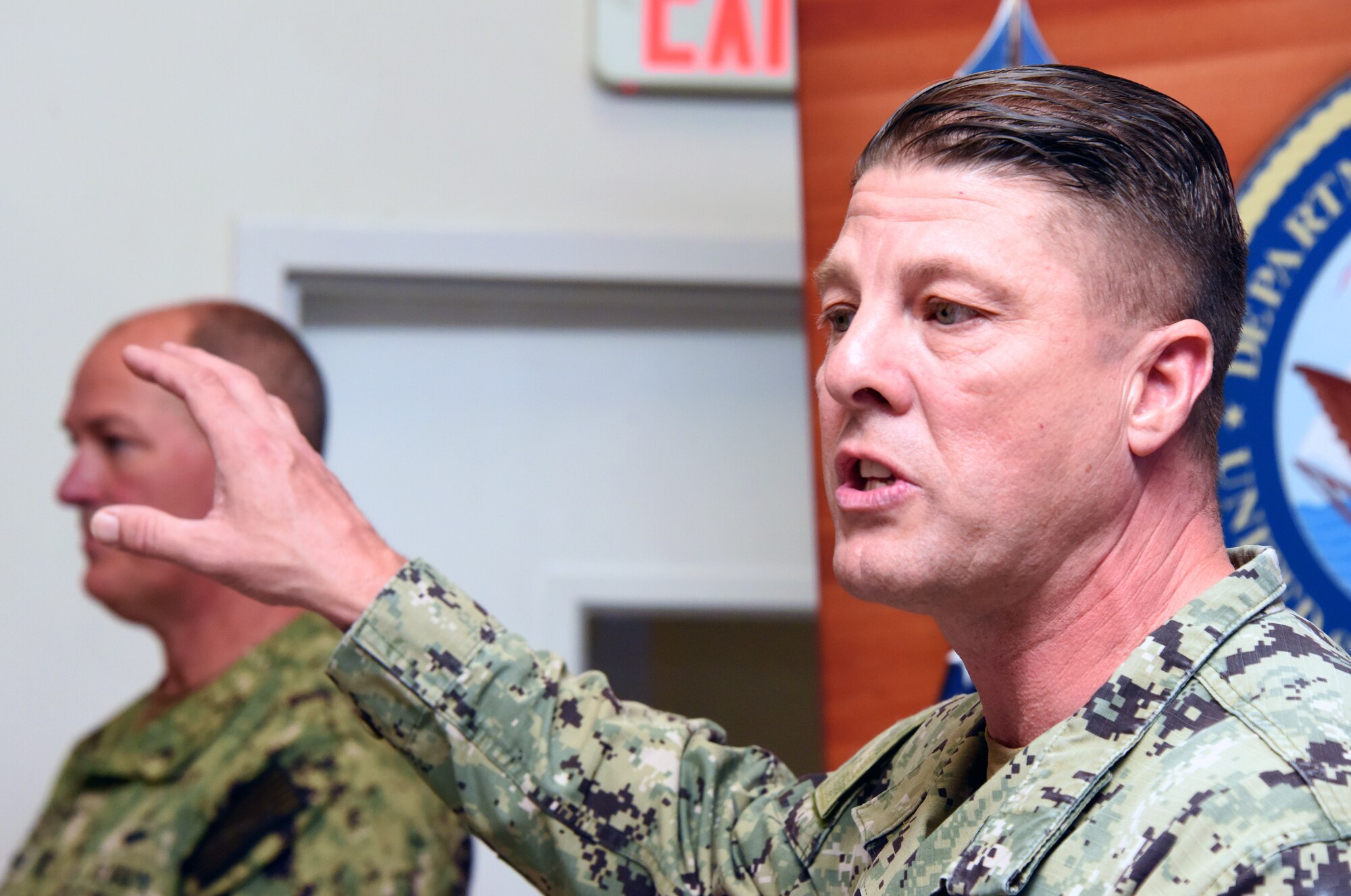 U.S. Navy Capt. Frank Ingargiola, Joint Base McGuire-Dix-Lakehurst deputy commander and Naval Support Activity commander, gives a commemorative speech at a Vietnam veterans recognition ceremony at Joint Base McGuire-Dix-Lakehurst, N.J., Mar. 29, 2023. The purpose of this ceremony was to honor and thank the veterans who served their country with courage and selflessness during the Vietnam War, as part of the nationwide effort to recognize their contributions and sacrifices. Since 2018, the Navy Exchange located on Joint Base MDL has been holding this annual ceremony, which has become an important tradition to express appreciation and respect for the brave men and women who risked their lives for the nation. (U.S. Air Force photo by Daniel Barney)