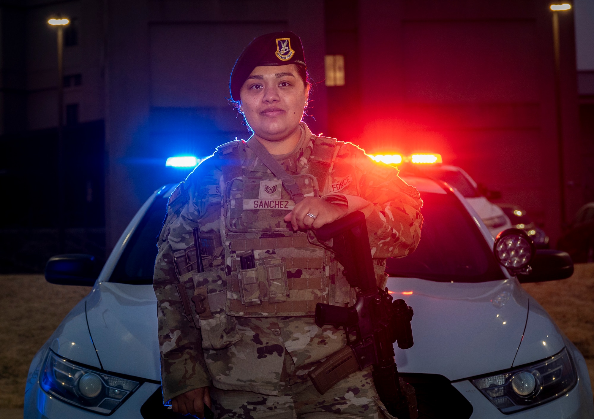 U.S. Air Force Tech. Sgt. Edith Sanchez, 51st Security Forces Squadron flight sergeant, poses for a photo in celebration of Women’s History Month at Osan Air Base, Republic of Korea, March 28, 2023.