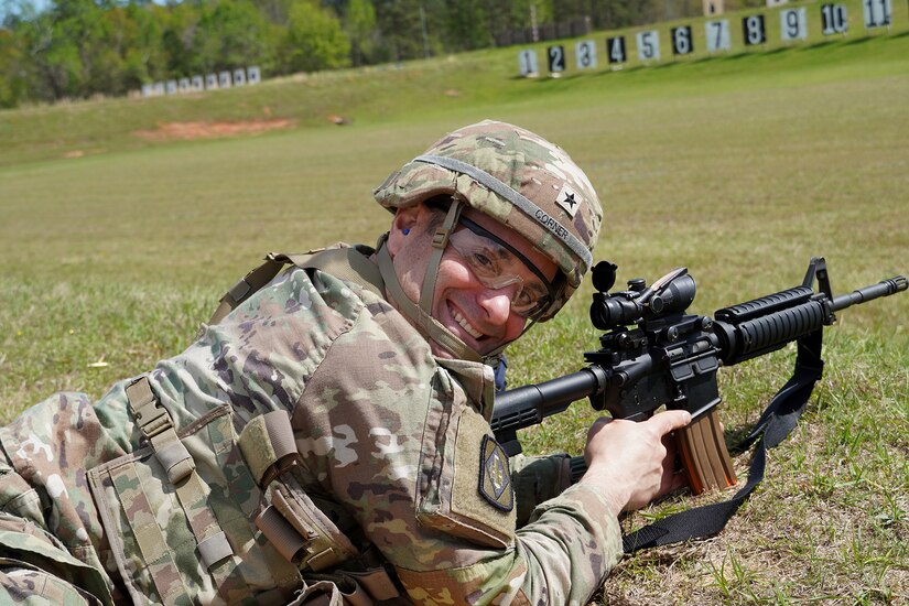 Brig. Gen. Richard W. Corner II, Commanding General, 85th United States Army Reserve Support Command pauses for a photo while competing in the 2023 U.S. Army Small Arms Championship at Fort Benning, GA. March. 13, 2023.