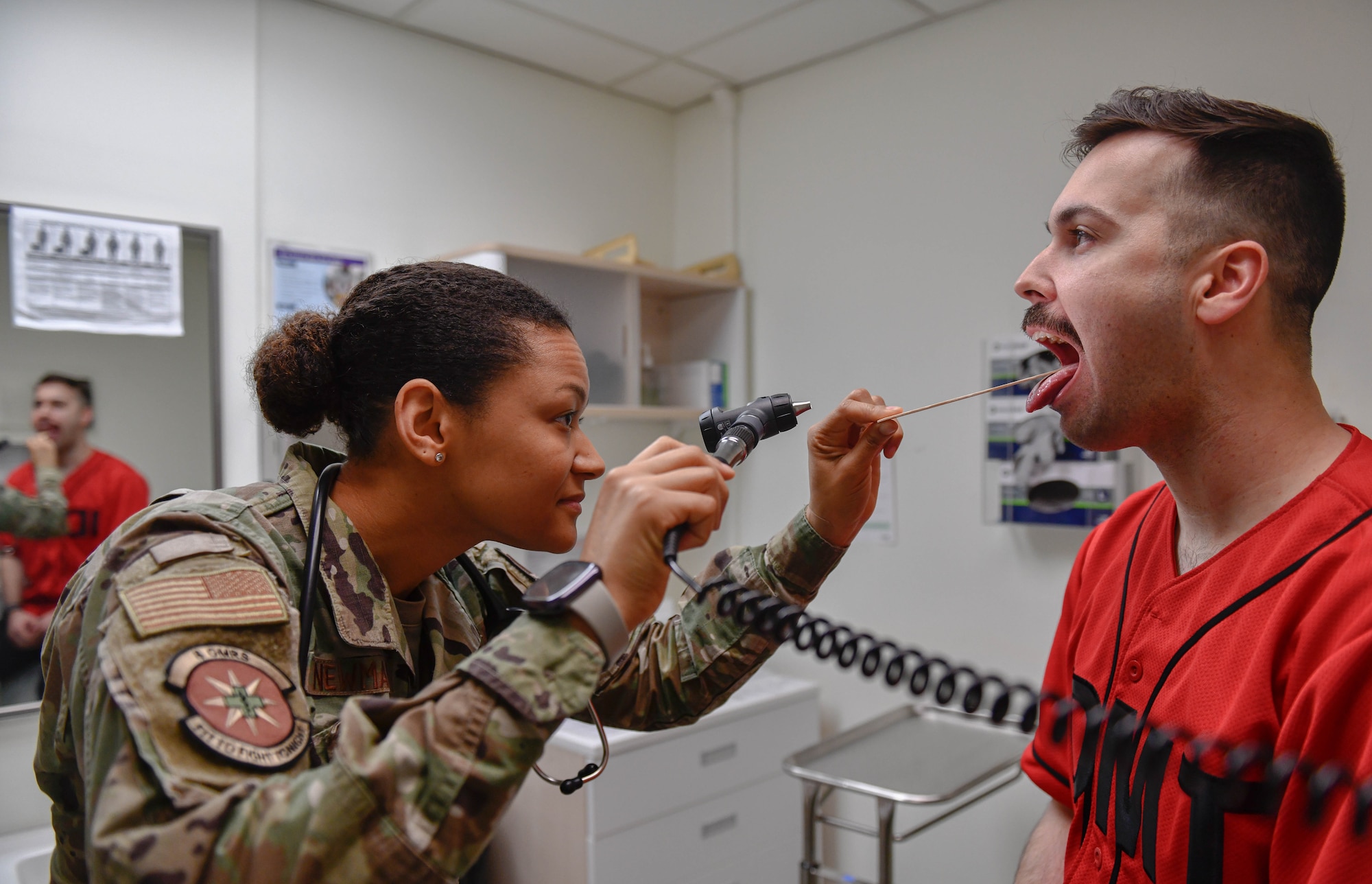 Woman performs medical checkup