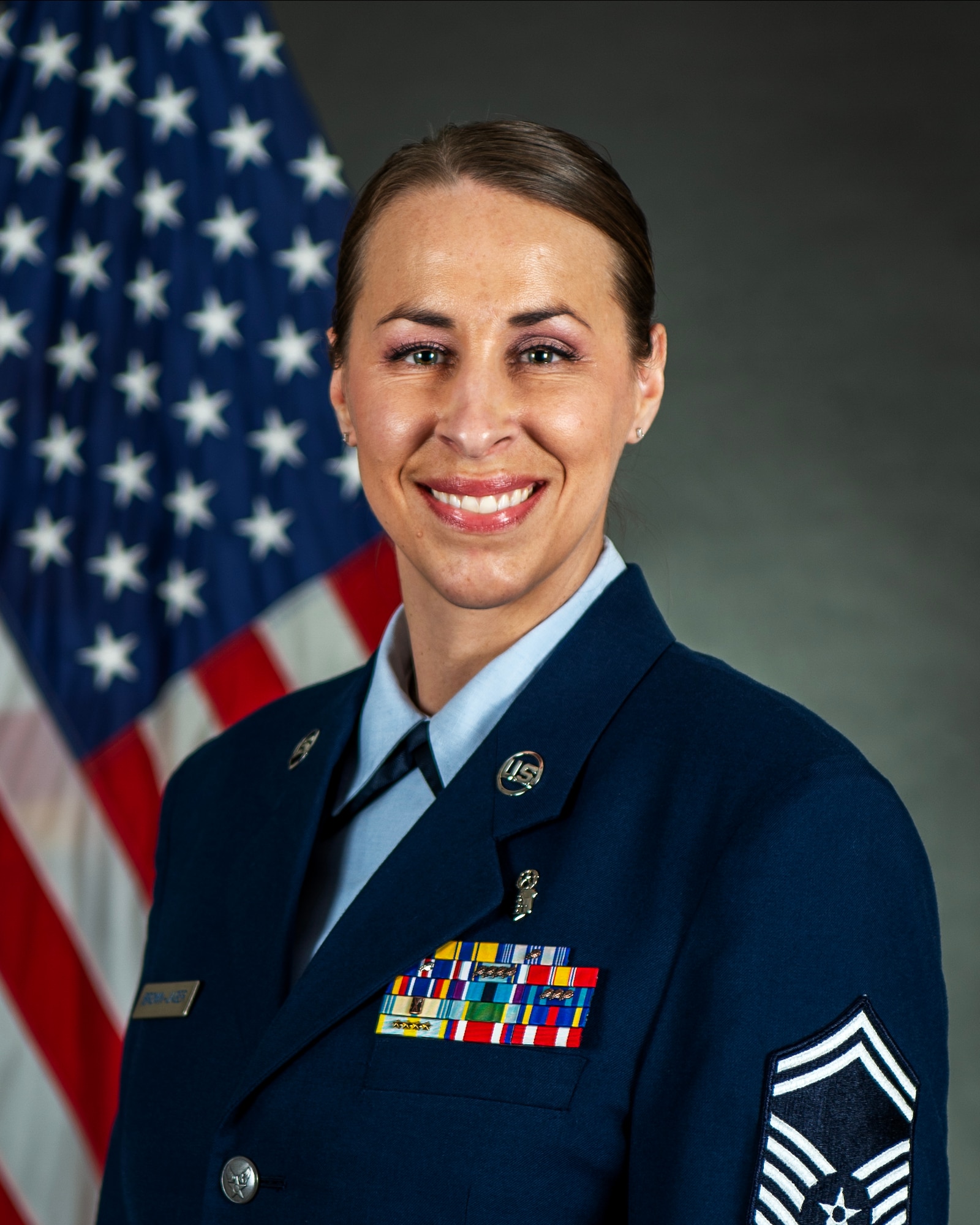 U.S. Air Force Senior Master Sgt. Sarah Brown-Jager poses for an official photo in St. Paul, Minn., March 4, 2023.