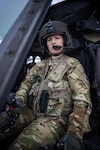 Warrant Officer Catherine Trujillo, Charlie Company, 1st Battalion, 140th Aviation, in a UH-60M Black Hawk Helicopter at Army Aviation Sustainment Facility, Joint Base Lewis-McChord, Wash., March 28, 2023.