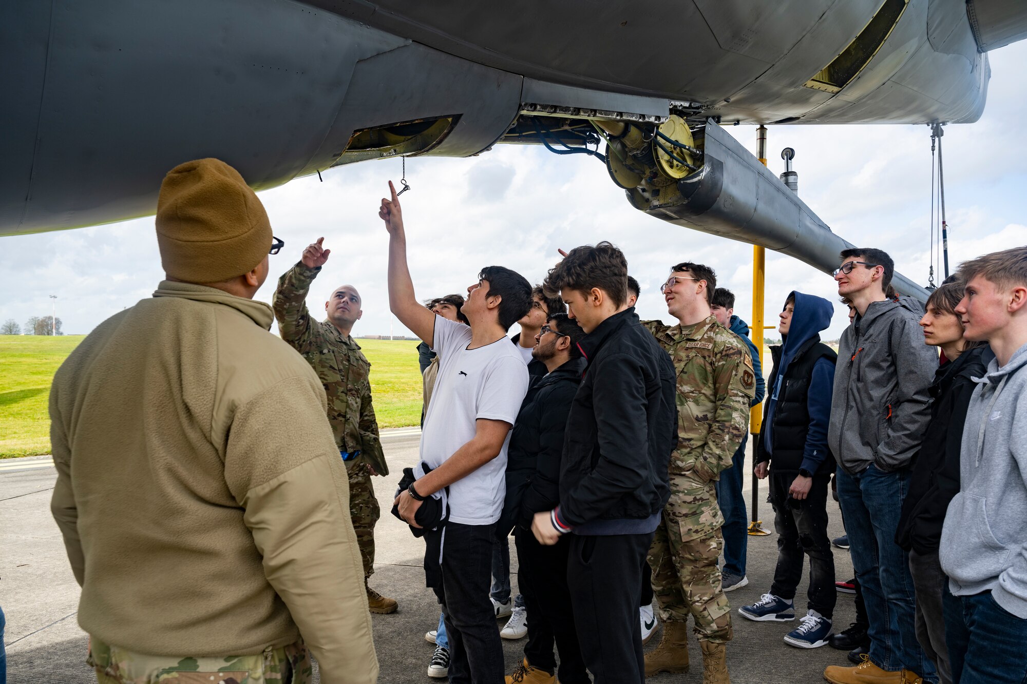 West Suffolk College students learned about the capabilities of the KC-135 Stratotanker aircraft assigned to the 100th Air Refueling Wing during the tour.