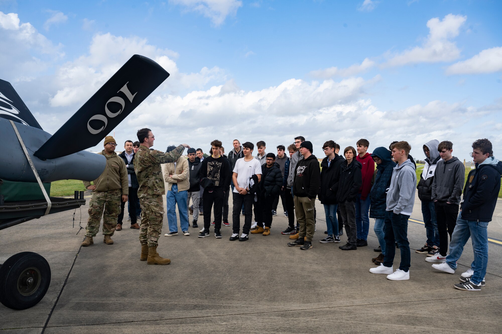 West Suffolk College students learned about the capabilities of the KC-135 Stratotanker aircraft assigned to the 100th Air Refueling Wing during the tour.