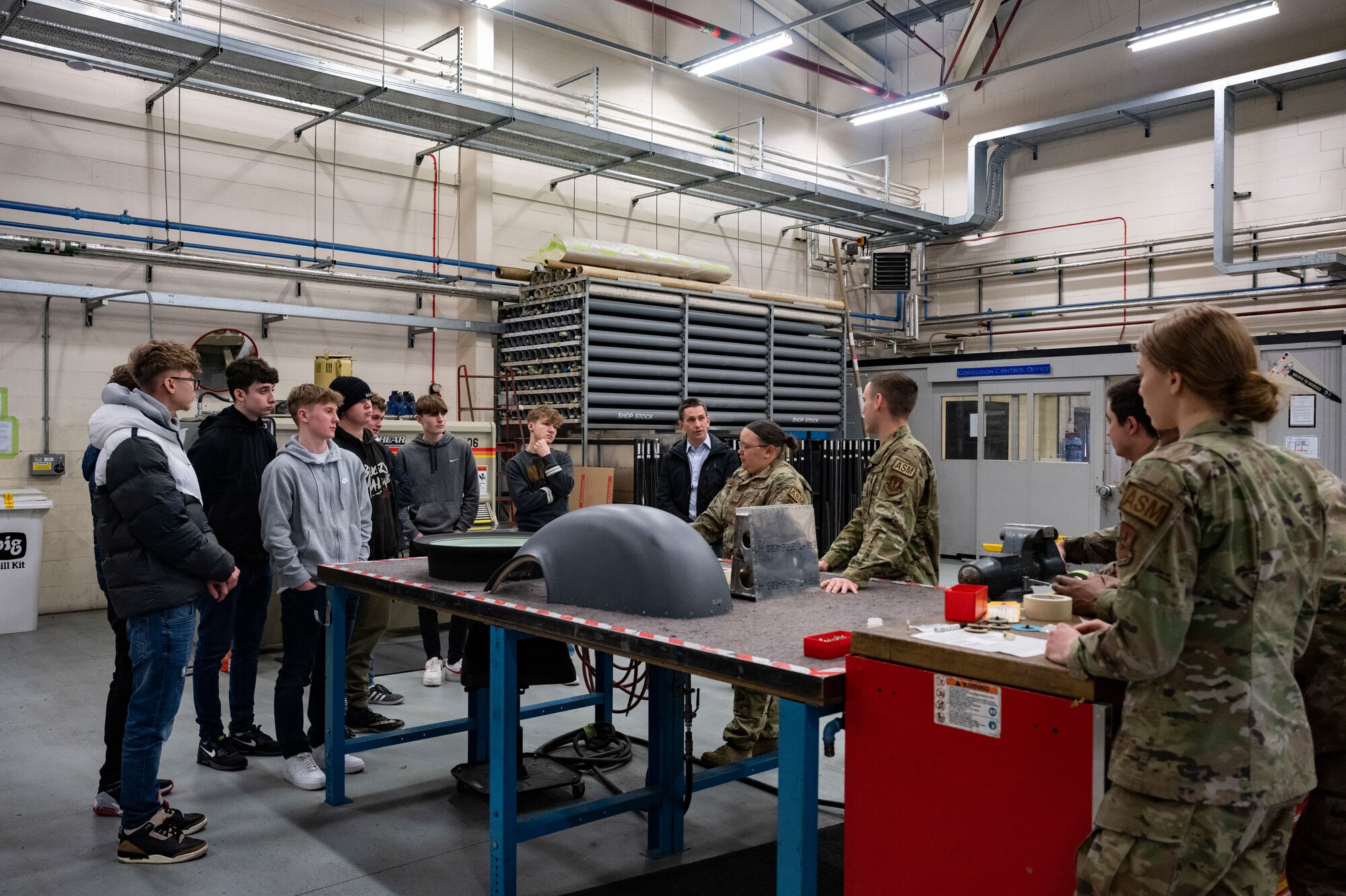 West Suffolk College students learned about the capabilities of the KC-135 Stratotanker aircraft assigned to the 100th Air Refueling Wing during the tour.