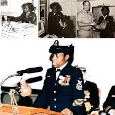 Vintage photos of Daisy Mae in uniform and her achievements