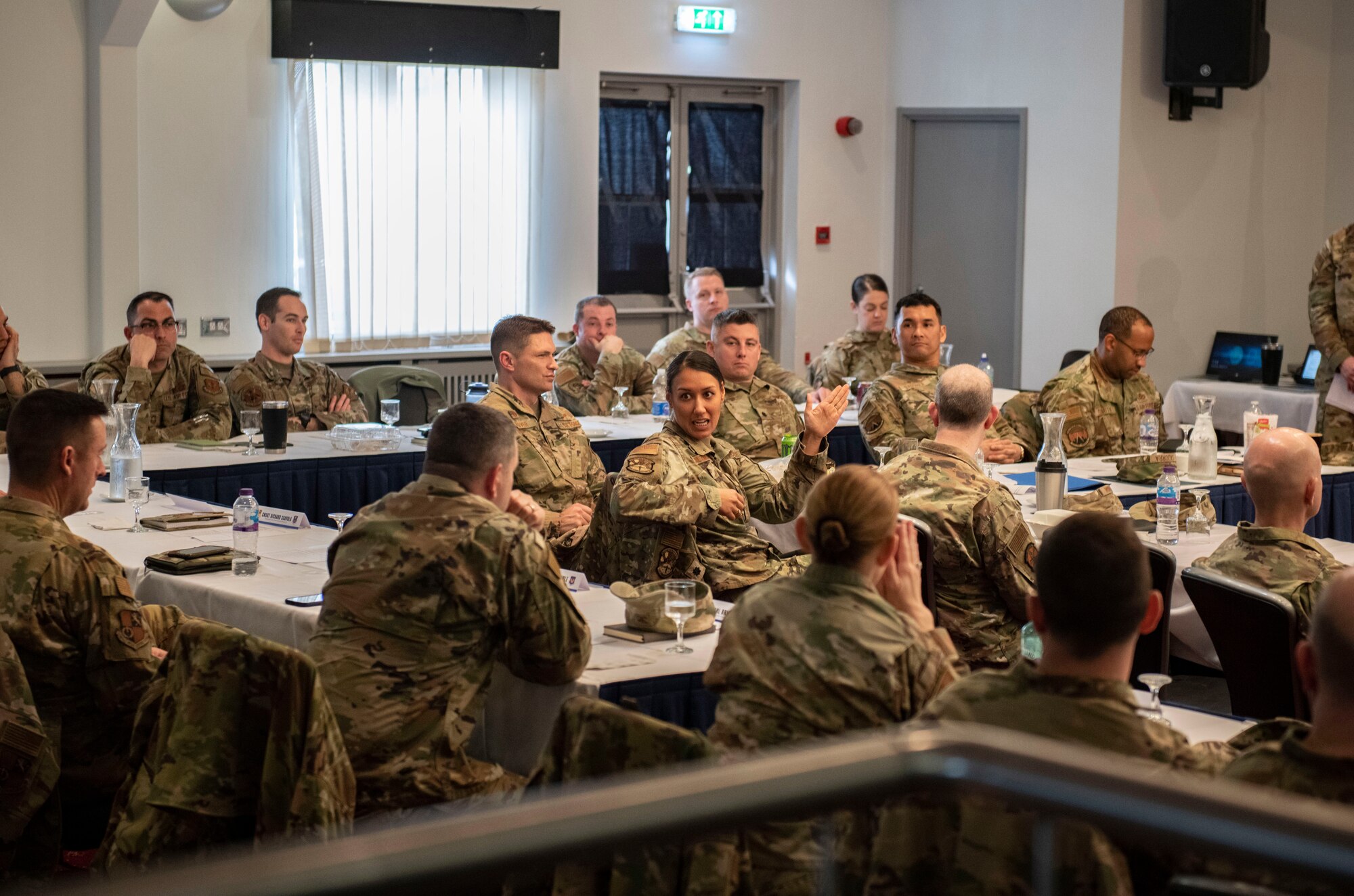 Leadership from the 501st Combat Support Wing leadership discuss agile combat employment at RAF Croughton