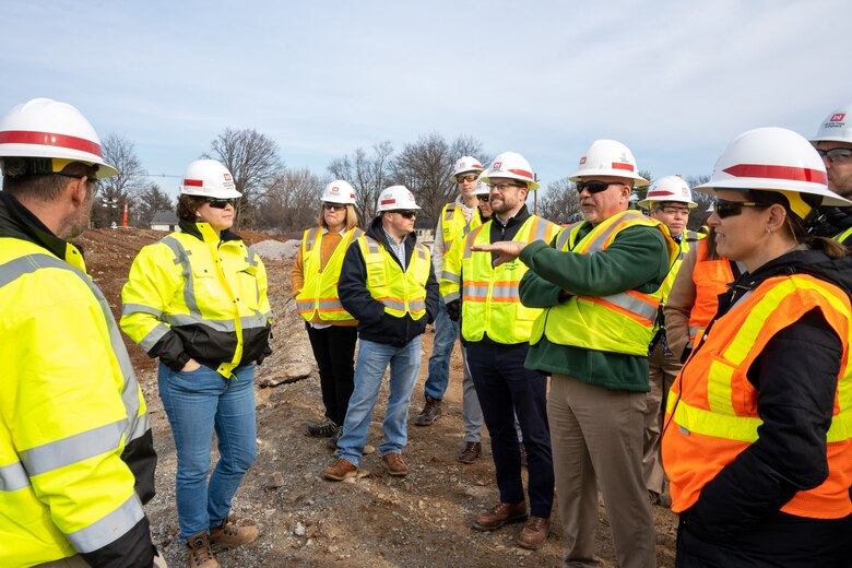 Tara O'Leary, Deputy Chief of the Veterans Affairs Division and Louisville VAMC project manager, speaks to members of the U.S. Army Corps of Engineers Great Lakes and Ohio River Division Regional Leadership Development Program, LDP3, as they toured the site of the Louisville VA Medical Center Dec. 12, 2022.