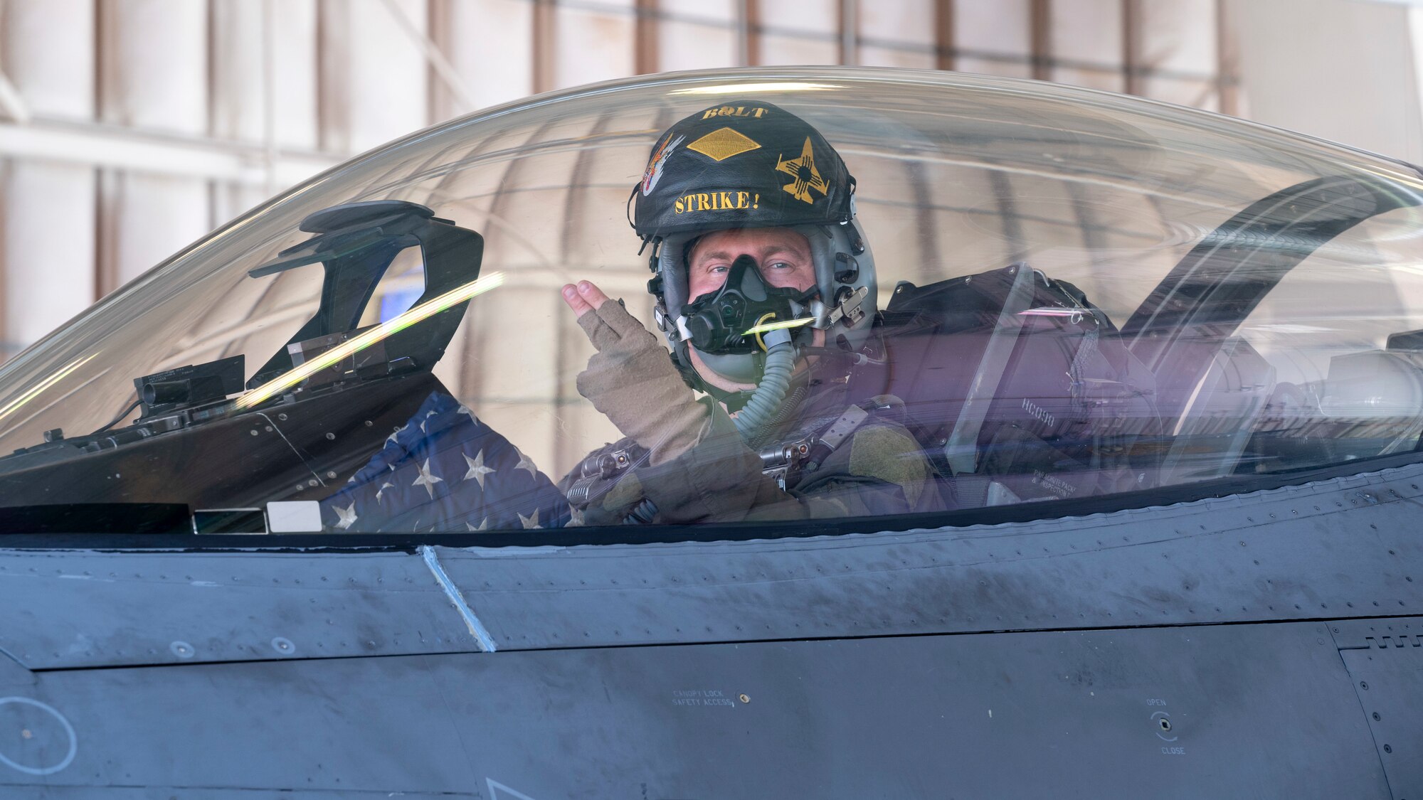 U.S. Air Force Maj. Matthew Jerrell, 314th Fighter Squadron instructor pilot, poses for a photo in an F-16 Viper at Holloman Air Force Base, New Mexico, March 27, 2023.