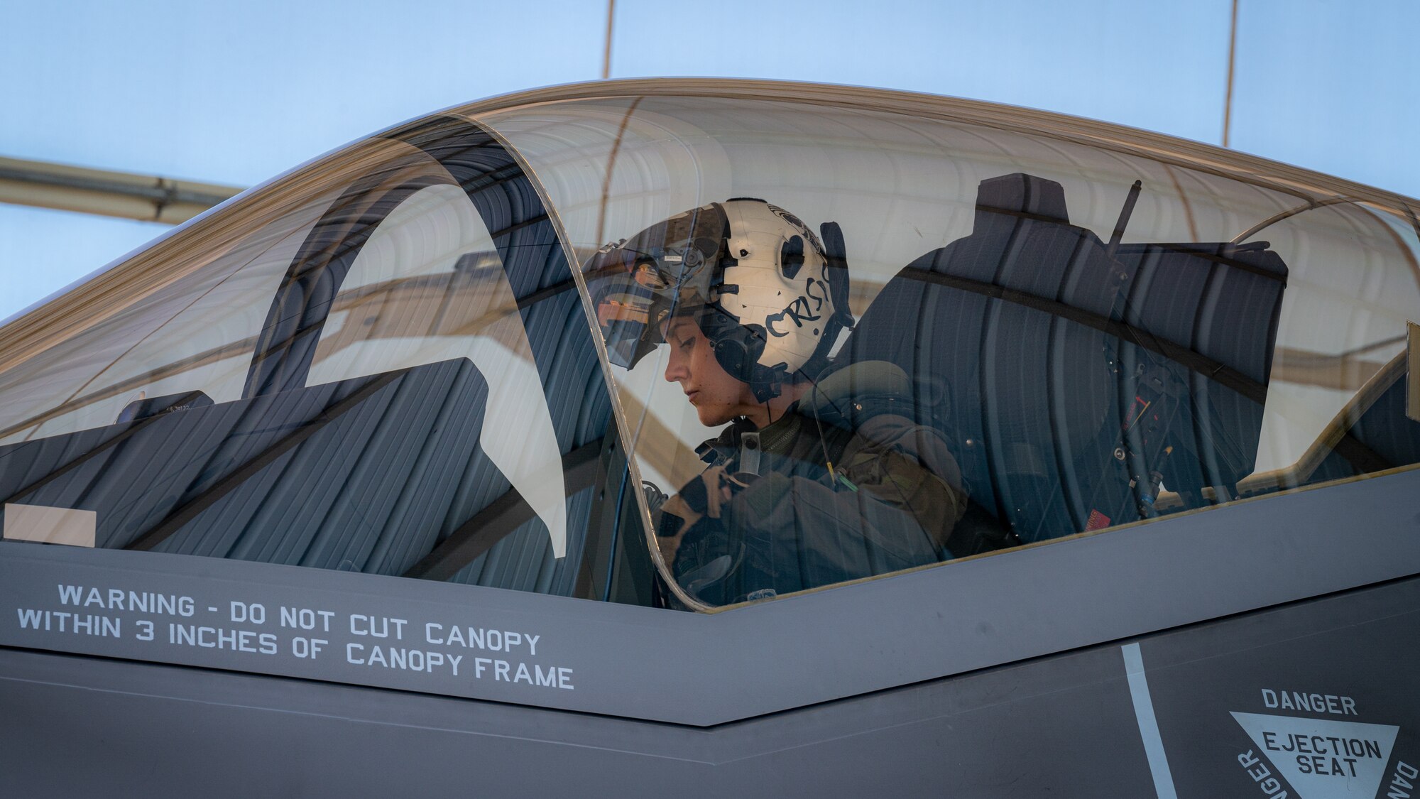 U.S. Air Force Capt. Melanie Kluesner, 62nd Fighter Squadron F-35 Lightning II instructor pilot, prepares for takeoff March 28, 2023, at Luke Air Force Base, Arizona.