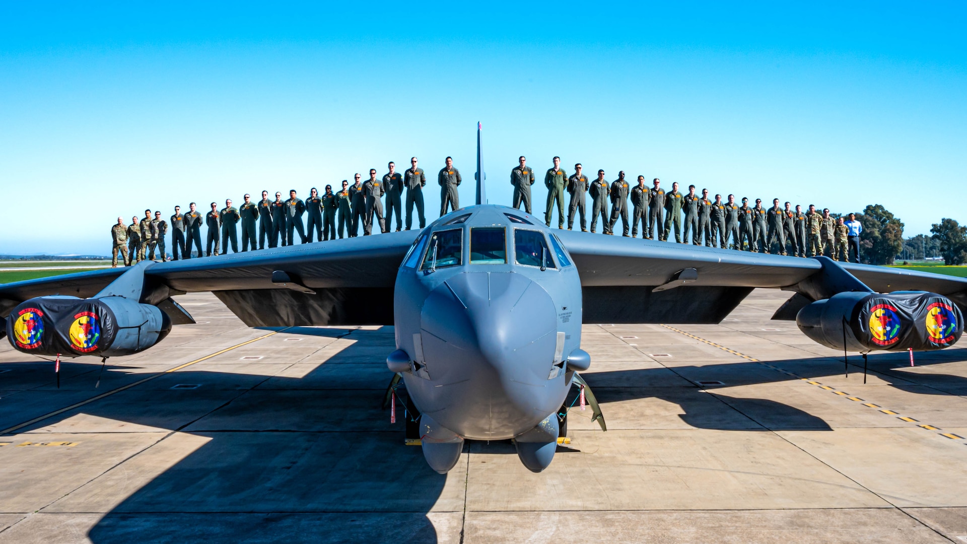 A B-52H Stratofortess assigned to the 23rd Expeditionary Bomb Squadron land at Morón Air Base, Spain, Mar. 22, 2023. Bomber missions demonstrate the credibility of our forces to address a global security environment that is more diverse and uncertain than at any other time in recent history. (U.S. Air Force photo by Airman 1st Class Alexander Nottingham)