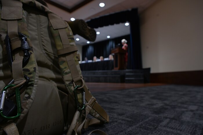 Panelists deliver remarks during an Entrepreneurship Essentials Workshop and Resource Fair at MacDill Air Force Base, Florida, Mar. 28, 2023.