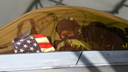 Lt. Col. Gray prepares to exit and F-22 Raptor