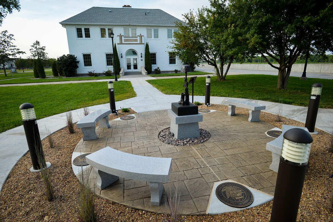 The Fallen Heroes Memorial at Camp Ashland, Neb., now stands outside Memorial Hall near banks of the Platte River.