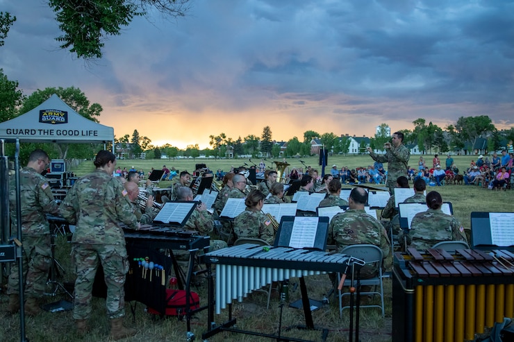 The Nebraska Army National Guard’s 43rd Army Band of Omaha, Nebraska, performs their second concert of the summer annual training tour at Fort Robinson State Park in Crawford, Nebraska, July 2, 2022.