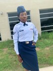 Now a Senior Airman, Kenia Sinclair, a religious affairs Airman assigned to the 628th Air Base Wing, Joint Base Charleston, S.C., poses for a photo as an Airman 1st Class. Sinclair joined the U.S. Air Force in 2020 after spending years competing as an Olympian all over the world. (U.S. Air Force courtesy photo)