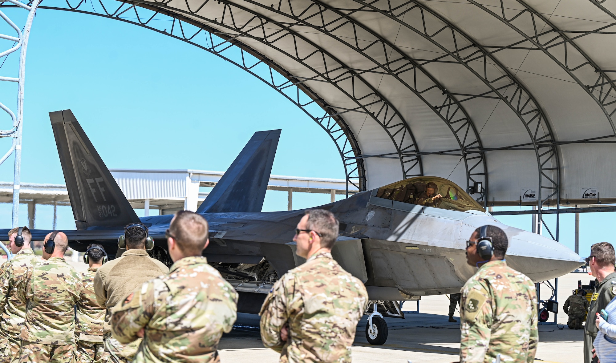 Lt. Col. Evers lands an F-22 Raptor beginning the FTU