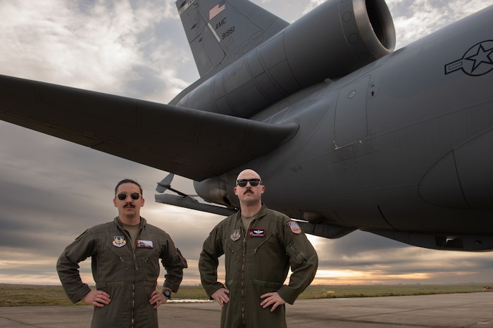 TSgt. Andrew Miller, left and MSgt. Matthew Giles, 418th Flight Test Squadron at Edwards AFB, Calf. have flown on Tail 1951 and have gained valuable knowledge on refuelers to benefit the Air Force mission.
