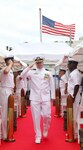 Cmdr. Matthew Hays walks through side boys following a change-of-command ceremony aboard the Arleigh Burke-class guided missile destroyer USS Milius (DDG 69). During the ceremony, Hays was relieved as Milius’ commanding officer by Cmdr. Leif Gunderson. Milius is assigned to Commander, Task Force 71/Destroyer Squadron (DESRON) 15, the Navy’s largest forward-deployed DESRON and the U.S. 7th Fleet’s principal surface force.