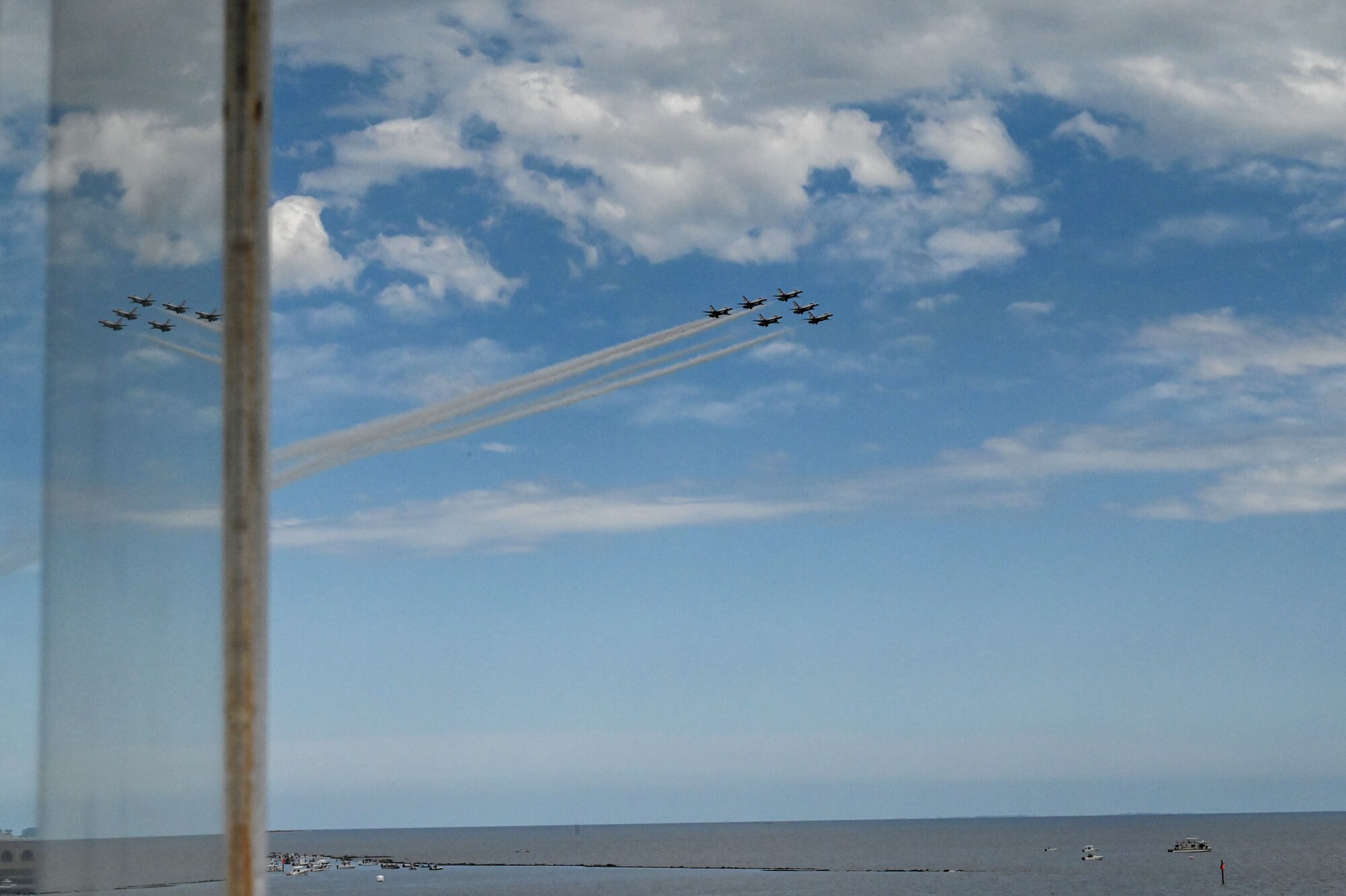 The Thunderbirds fly during the 2023 Thunder Over the Sound Air and Space Show in Biloxi, Mississippi, April 29, 2023.