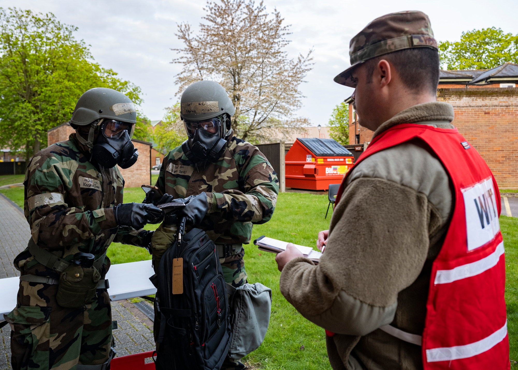 Airmen from the 100th LRS conducted a simulated post-attack reconnaissance (PAR) sweep after a simulated missile attack to the base.