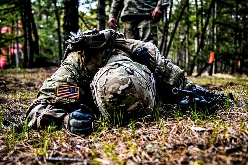 U.S. Army Soldiers with the New Jersey Army National Guard participate in the Best Warrior Competition on 26 April, 2023 at Joint Base McGuire-Dix-Lakehurst, N.J. The Army National Guard’s BWC is a physically and mentally challenging three-day competition that tests competitors on a variety of technical and tactical skills sets. Competitors employ a range of skills relevant to today’s operating environment, including physical endurance, land navigation, marksmanship, weapons skills, and overall combat readiness.