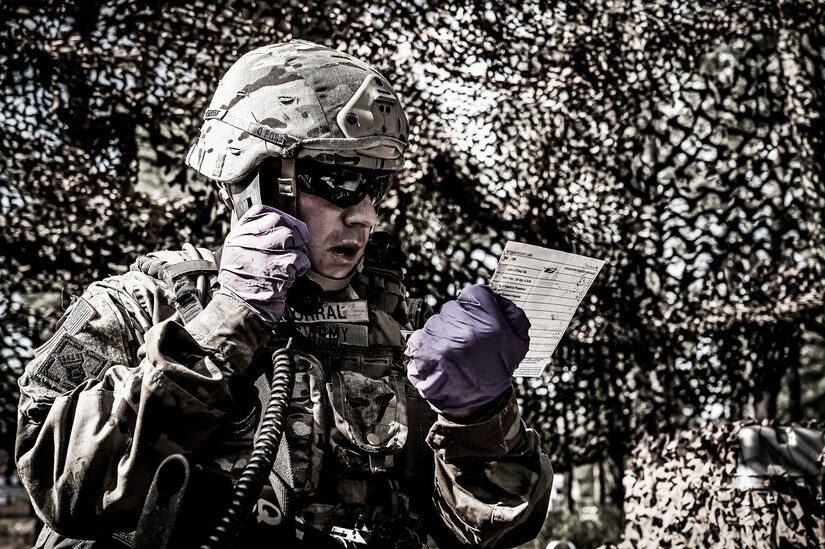 U.S. Army Soldiers with the New Jersey Army National Guard participate in the Best Warrior Competition on 26 April, 2023 at Joint Base McGuire-Dix-Lakehurst, N.J. The Army National Guard’s BWC is a physically and mentally challenging three-day competition that tests competitors on a variety of technical and tactical skills sets. Competitors employ a range of skills relevant to today’s operating environment, including physical endurance, land navigation, marksmanship, weapons skills, and overall combat readiness.
