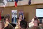 Illinois Army National Guard Maj. Matt Larson, 6th Battalion, 54th Security Forces Assistance Brigade, talks about his recent year-long deployment to the Philippines as part of Logistics Advisory Team 6611, during the Liberation of Baguio commemoration event at the Urbana Armory April 26.